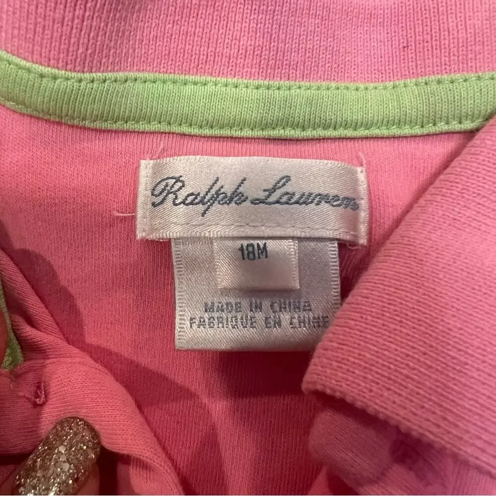 Ralph Lauren Girls Collard Ruffle Bottom Dress 18m Pink
